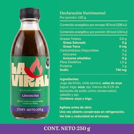 Salsa La Viral by @mercedes.saludsalud Limonosa - Elaborada con chile serrano, salsa de soya, MÁS jugo de limón, cebolla y ajo. Sabor único, altamente deliciosa, levanta cualquier platillo
