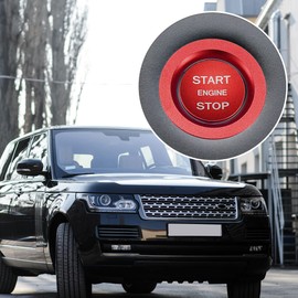 X AUTOHAUX Engine Start Stop Button Cover Kit One Click Push Start Button Trim Sticker for Land Rover Discovery for Range Rover Sport Aluminum Alloy Red