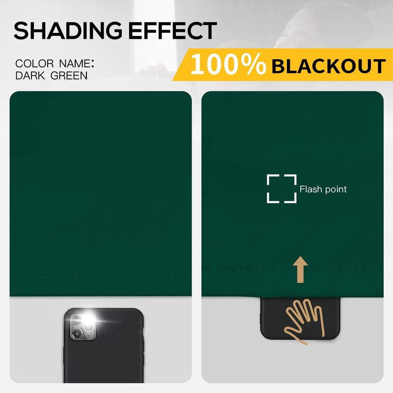 Yakamok 100% Blackout Curtains for Bedroom 84 Inch Length, Emerald