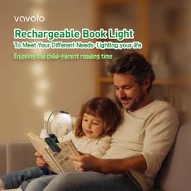 VAVOFO Rechargeable Book Light for Reading in Bed Kids, 7 LED Reading Light with 9-Level Warm Cool White Daylight, Eye Care Lamp with Power Indicator for Bookworms (Garden Green)