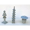 3 Miniature Japanese Granite Poly Stone Pagoda Lanterns Bonsai Garden