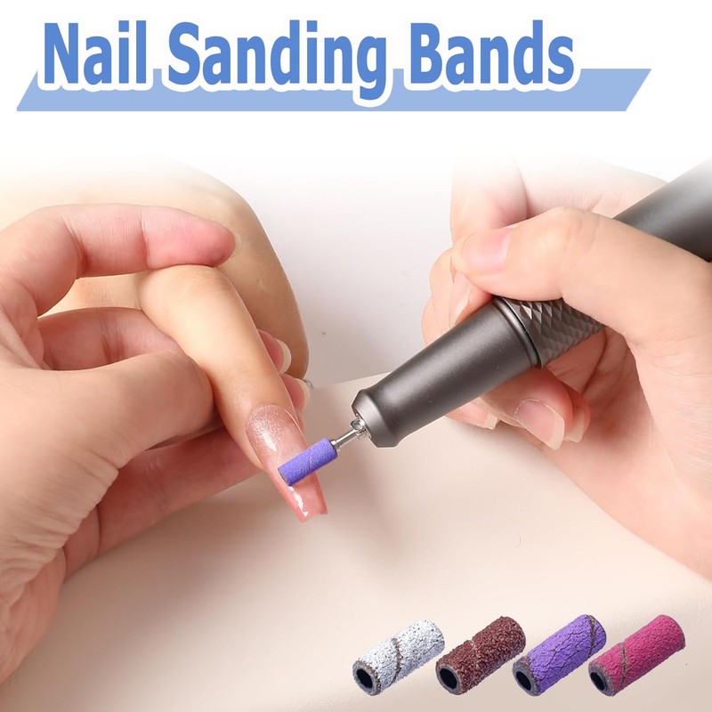 Mesee 60 Pieces Sanding Bands for Nail Drill, 4 Colors