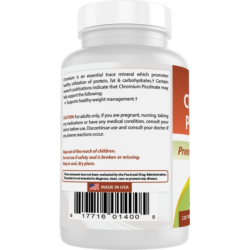 Best Naturals Chromium Picolinate 1000 mcg 120 Tablets