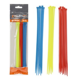 Tool & Tree Cable Ties Set of 50 - 250 mm Long - Coloured Cable Ties (Red, Yellow, Blue) - UV-Resistant - Strong, Versatile - Zip Ties for Garden, Cable Management, Workshop, etc.