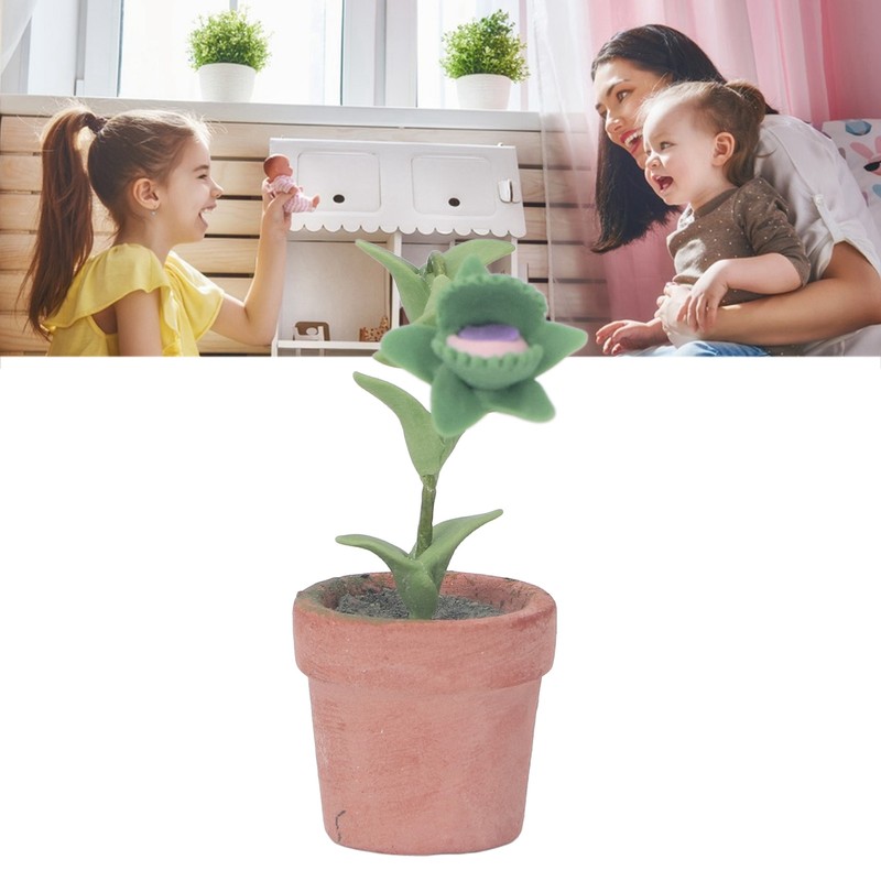 Mini Dollhouse Plant Simulation Realistic Vivid Portable Dollhouse Miniature Potted