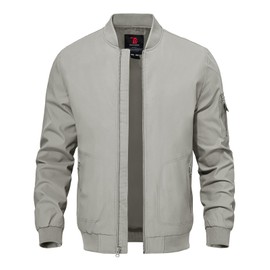 TBMPOY Men's Lightweight Bomber Jackets Light Windbreaker Casual Stylish Fall Golf Zip Up Fashion Dress Business Varsity Light Grey XL