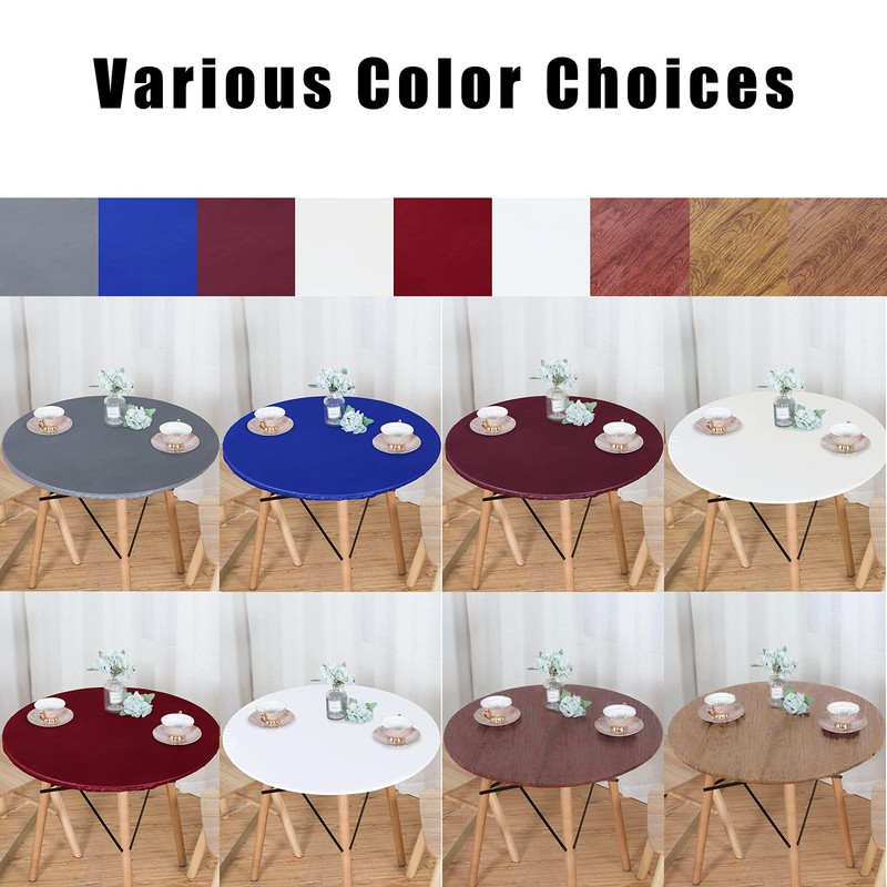 LUSHVIDA Round Table Cover Elastic Tablecloth Vinyl Fitted Table Cover