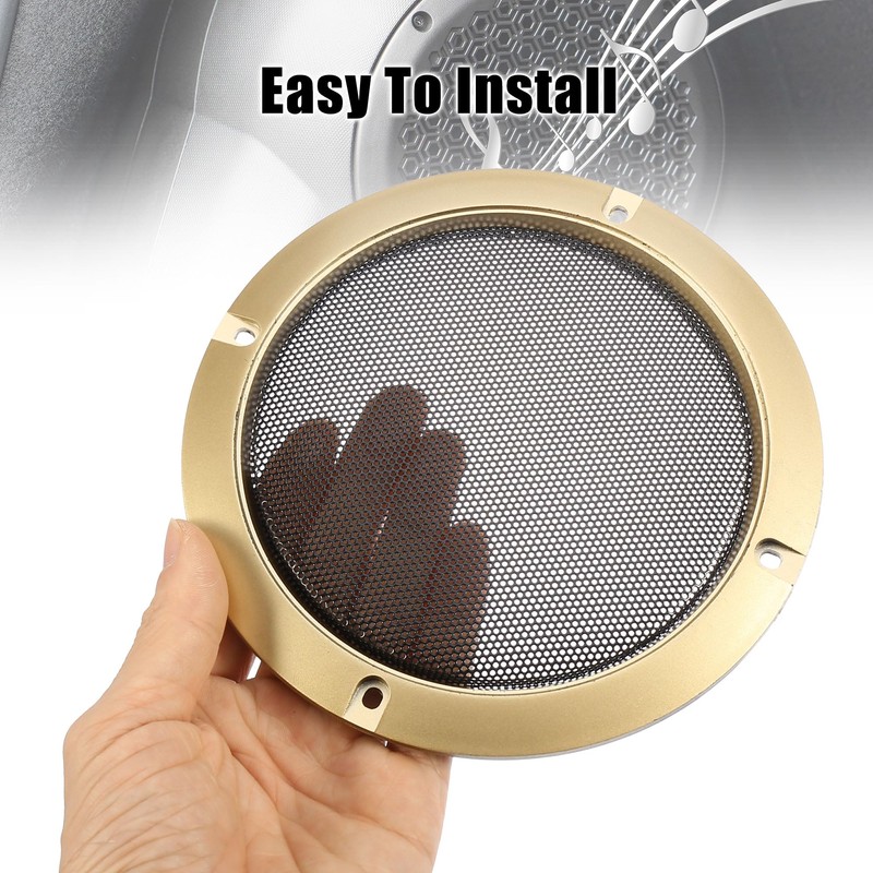 X AUTOHAUX 5'' Gold Tone Car Audio Speaker Cover Mesh