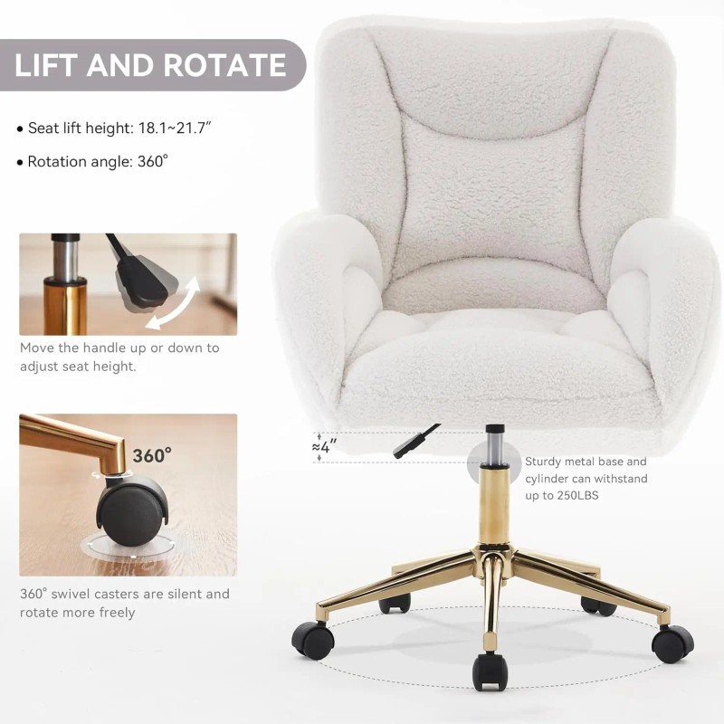 Teddy Fabric Home Office Chair with High Adjustability Feature for