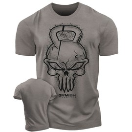 Gymish Lifestyle Gym Reaper Skull Funny Sayings Lifting Inspirational T-Shirt (LG, Reaper WarmGrey)