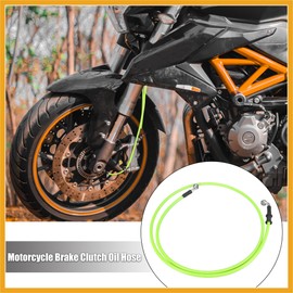 Partuto Universal 150cm 59.06" Motorcycle Brake Clutch Oil Hose Line Pipe Hydraulic Reinforced Stainless Steel Braided Green Replacement