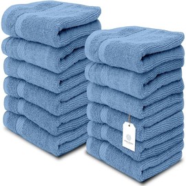 Luxury Cotton Towels - Large Hotel Spa Bathroom Face Towels - Colour: Light Blue