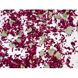 Natural Dried Flower Petals Party Confetti, 12 Packs Real Rose Petals for Wedding, Party Decoration, DIY Floral Arrangements (Eucalyptus leaves and rose petals)