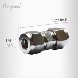 Horiznext Stainless Steel Compression Tube Fitting, Union, 1/4" Tube OD. Straight Adapter
