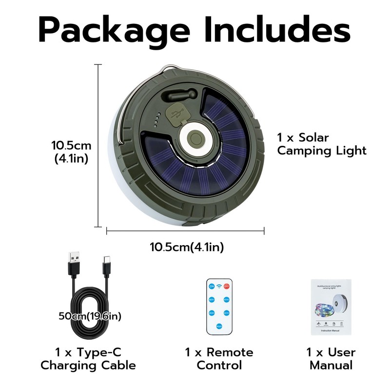 Mcbazel Solar Camping String Lights 10m/33ft with Remote Control, USB