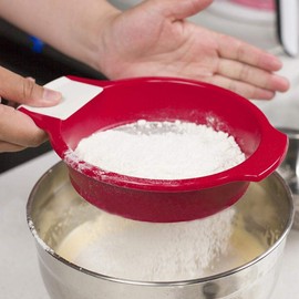 KOBWA Mehlsieb, Edelstahl, feinmaschiges Sieb, Siebpfanne, Lebensmittel, Tee, Zucker, Mehl, Siebe für Küche, Zuhause, 21,6 x 17 cm