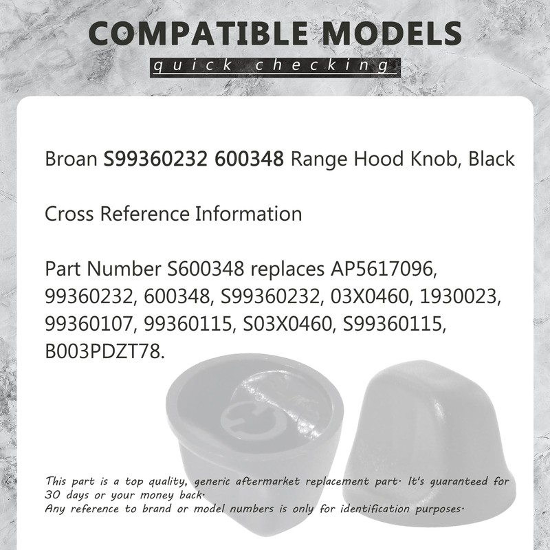 GYOFFULL S99360232 Range Hood Knob S600348 Fan Knob Replacement Parts
