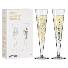 Ritzenhoff 6031005 Champagne Glass 200 ml - Goldnacht Duett Series - 2 x Designer Pieces with Real Gold - Made in Germany