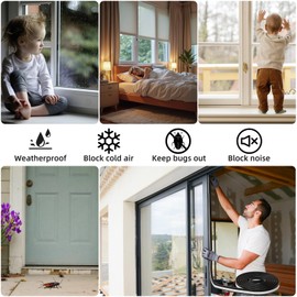 Weather Stripping Seal Strip for Door/Window,196 inch*2 Wedge-Shape Foam Seal Strip,Soundproofing, Insulation Tape Strip for Door Frame,Noise Cancelling Inserts,Door Gap Filler Light Blocker