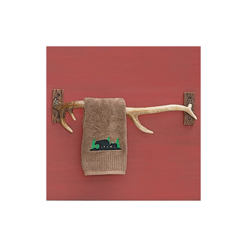 BLACK FOREST DECOR Antler Ridge Towel Bar – Rustic Polyresin