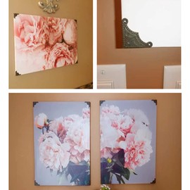 Mgoodoo Pack of 12 Furniture Corners, Corner Protectors, Metal, Beech Corners, Protective Corners, Furniture Accessories for Boxes, Furniture, Shelf, Table, Vintage Bronze Colour, 39 x 39 x 50 mm