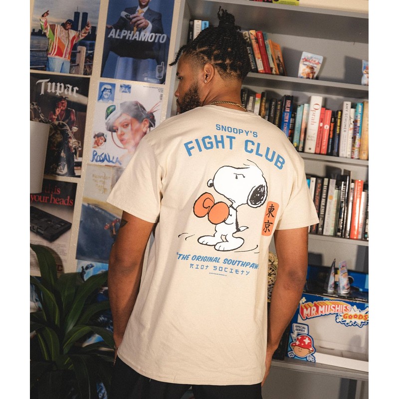 Riot Society Peanuts Snoopy's Fight Club Mens T-Shirt - Sand,
