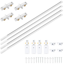 TuyuBEE H Type Track Rails Kit - 13FT with End Caps and Live End Feed Connector, Compatible with 120V H Style Track System and Heads, White