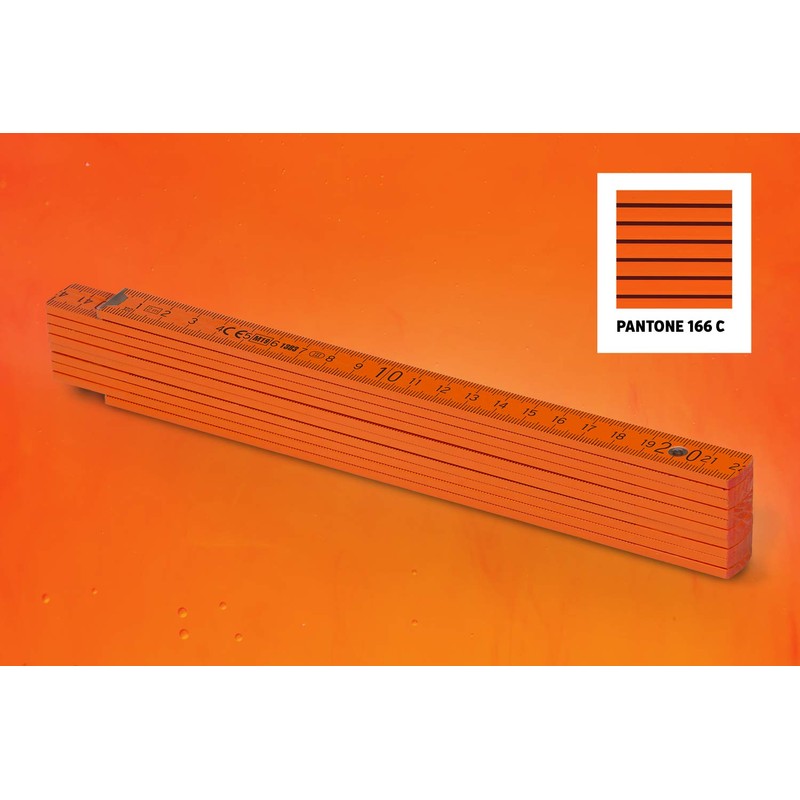 Metrie BL52 Folding Rule, Duplex Scale, 2 Metres, Colourful, orange