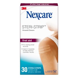 Nexcare Nexcare Steri-Strip Wound Closure, Breathable Strips Hold Small Wounds Firmly Closed, Great After Sutures or Staples - 30 Wound Closures