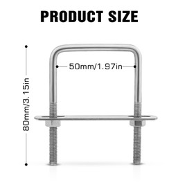 Nizirioo Roof Box Mounting U Bracket, Pack of 4 U Bracket Roof Box Holder with Thread, M6 Bolts U-Bolt U Profile Stainless Steel Square Tube Roof Box Attachment Angle Replacement Parts