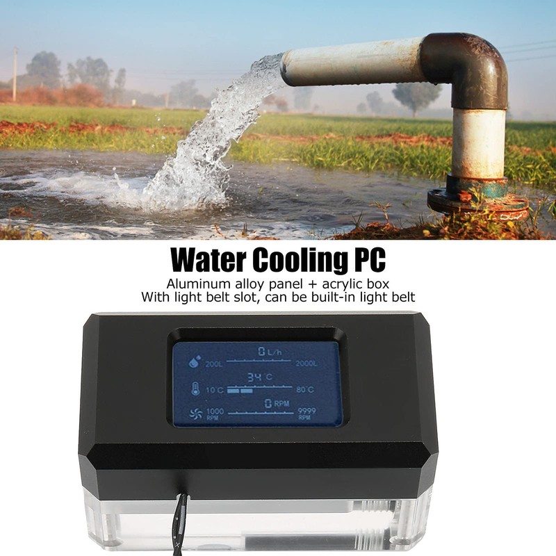 PC Water Cooling Thermometer, Smart LCD Flow Rate Temperature Detection,