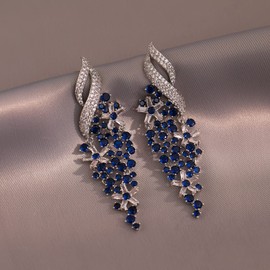 arete colgantes de circonita cúbica para mujer, Latón Circonita cúbica, Piedra preciosa de circonita creada