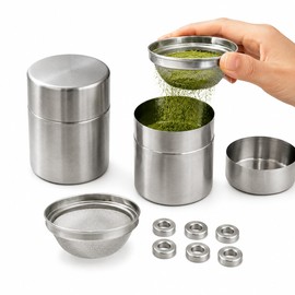 Juego de tamices Matcha de acero inoxidable, 2 unidades, tamices en polvo de matcha de acero inoxidable con pantallas de malla fina y anillos de...   