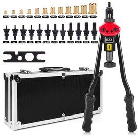 RZX 16" Rivet Nut Tool, Professional Rivet Nut Tool Setter Kit Including 12 Metric and SAE Mandrels, 115Pcs Assorted Rivet Nuts, Effortless Design, aluminum Carrying Case