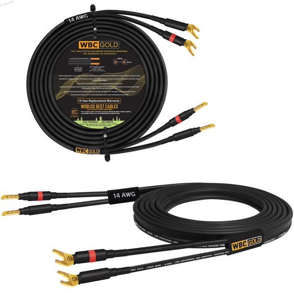 WORLDS BEST CABLES 8 Foot WBC-GOLD-LOCAP-SPKR-14 AWG - Low-Capacitance -