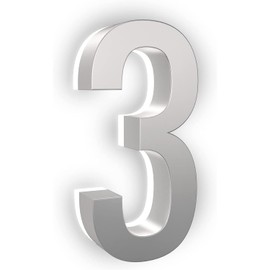 7 Inch LED House Numbers, ABS-Polymer, Premium Quality, Backlit LED 5000K Illuminated Home Address Number, Lighted House Numbers, Modern Address Numbers (3, Silver)