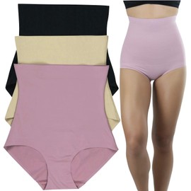 ToBeInStyle Women's 3 Pack High Waisted Silky Smooth Shipping Brief Panty