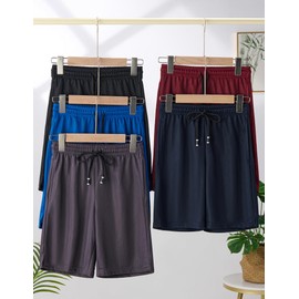 5 Pack Big Boys Youth Athletic Mesh Basketball Shorts with Pockets Quick Dry Activewear (Set 7, Medium)