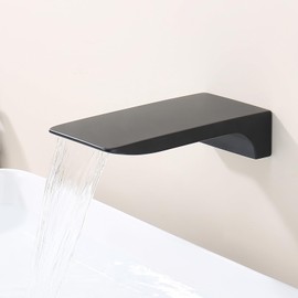SevenGelok Waterfall Tub Spout Black Tub Spout for Bathtub Faucet 【SUS304 Stainless Steel & Solid Brass】 Bathroom Tub Faucet Replacement High Flow Shower Spout Matte Black Tub Spout Wall Mount, TS4-BK