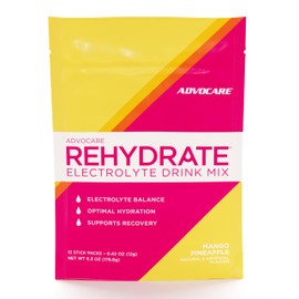 AdvoCare Rehydrate Electrolyte Drink Mix - Hydration & Recovery Drink with Sodium, Potassium & More - Mango Pineapple - 15 Hydration Packets