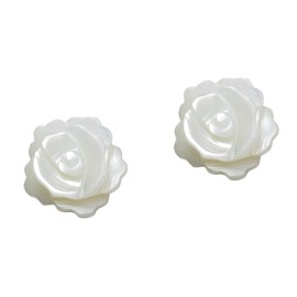 Cute Shell Pearl Flower Stud Earrings for Women S925 Sterling Silver Hypoallergenic Small White Rose Floral Statement Cartilage Tragus Post Pin Fashion Birthday Wedding Jewelry