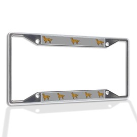 Fastasticdeals Metal Insert License Plate Frame Golden Retriever Dog B Weatherproof Car Accessories Chrome 4 Holes Solid Insert