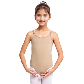 Smivibe Girls Dance Leotards Nude Gymnastics Dancewear Ballet Costume with Adjustable Straps