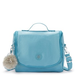 Kipling New Kichirou Metallic Lunch Bag Aqua Tides Metallic