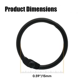 Semrien 50 Pcs 1/2 Inch Binder Rings, Loose Leaf Binder Book Rings Black Paper Rings, Metal Index Card Rings Binder Clip Rings for Flash Cards, Key Rings, Index Cards (15mm)