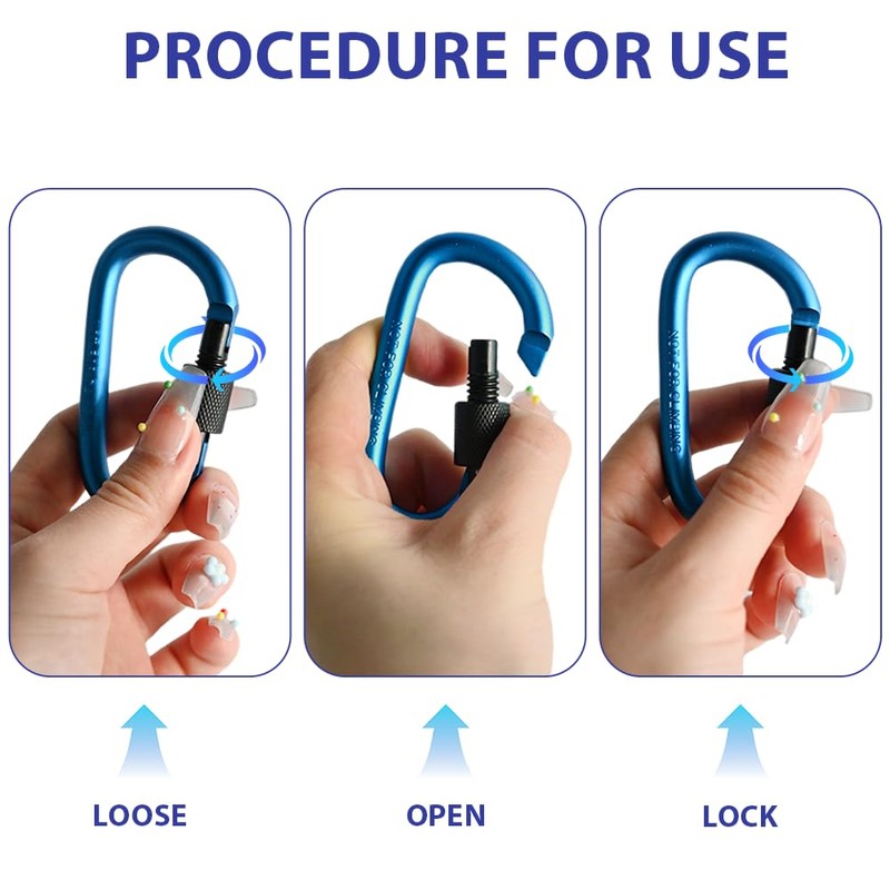 Ram® 3 Pack Locking Carabiner Aluminium Alloy D Ring Carabiners