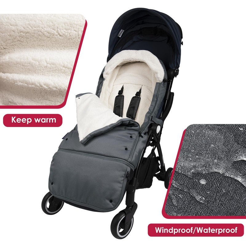 Universal, Weather-Proof, Warm Stroller Footmuff | Extendable Winter Cover |