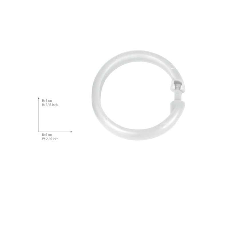 WENKO Shower Curtain Rings Large White Set of 12 White