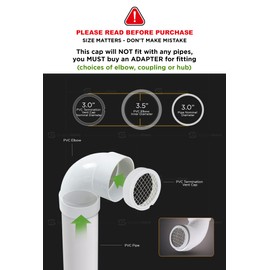PVC Termination Cap Mesh Screen Vent Cover, Furnace & Roof Stainless Steel Wire Round Exhaust Pipe Cover End 3" Inner & 3.5" Outer Diameter