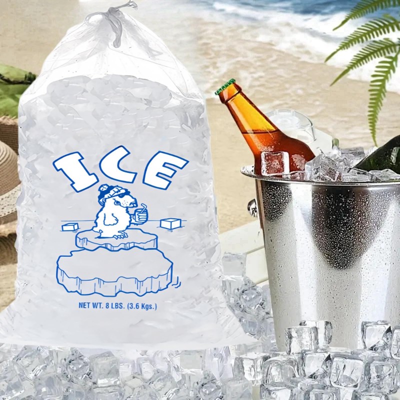 10PCS Ice Bags with Drawstring,Heavy Duty Ice Bags can Withstand